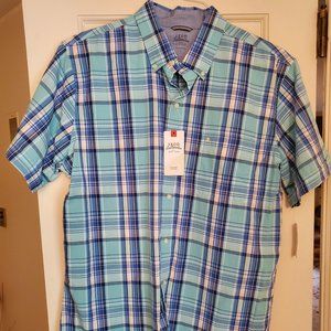 Izod Mens Seaport Poplin Button Down Shirt Size L